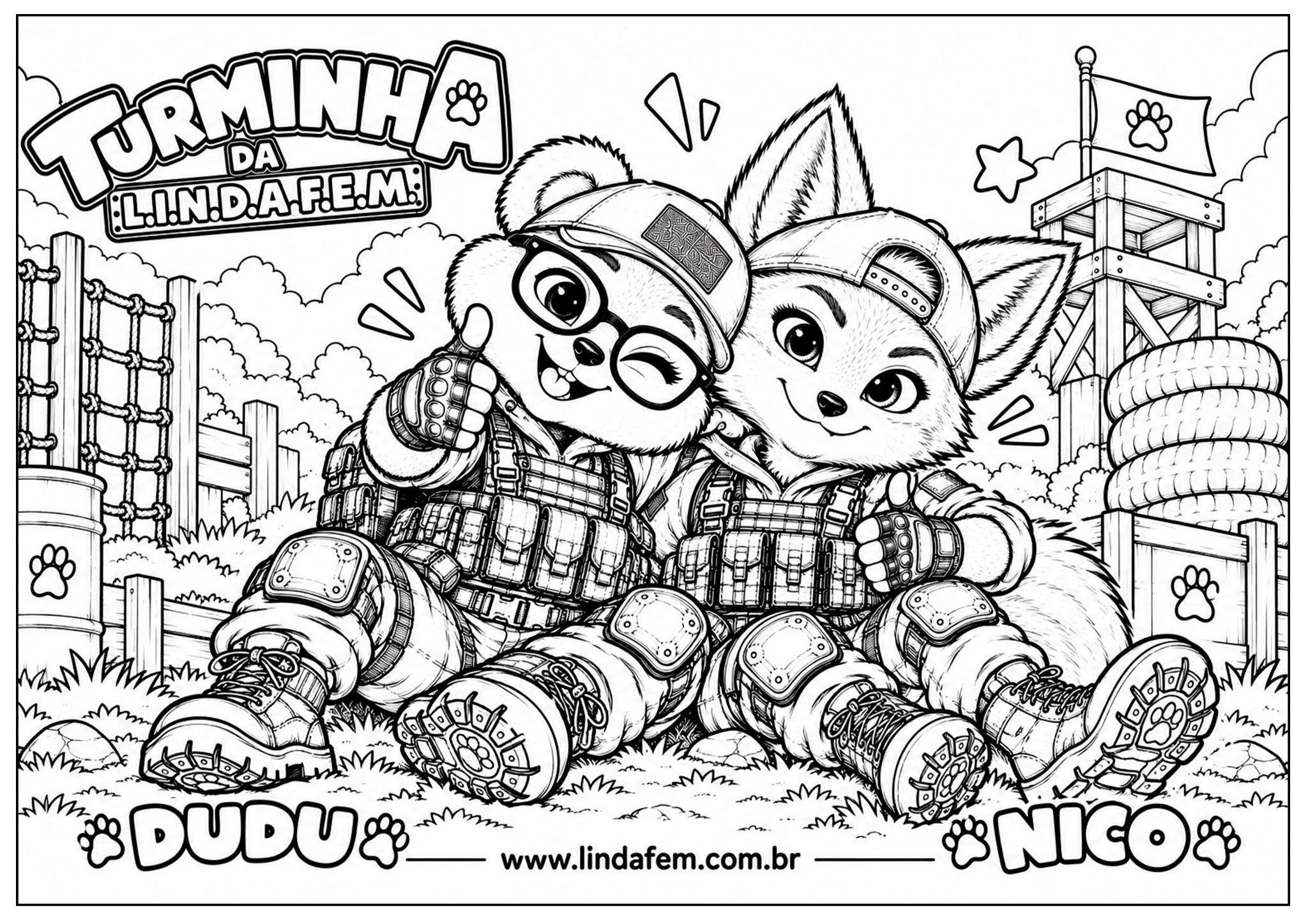 Capa da pastinha com Lola, Teca, Nico e Dudu juntos