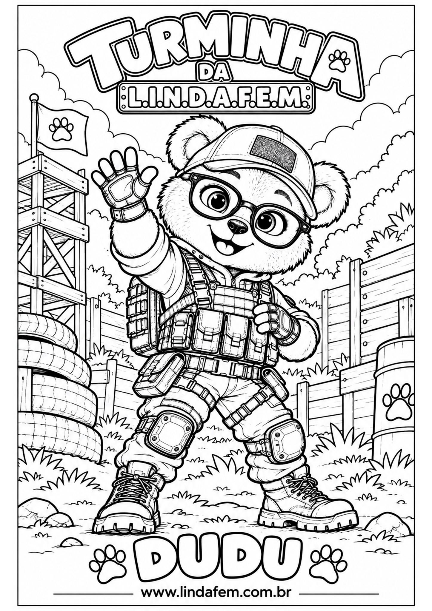 Capa em line art da pastinha do Dudu