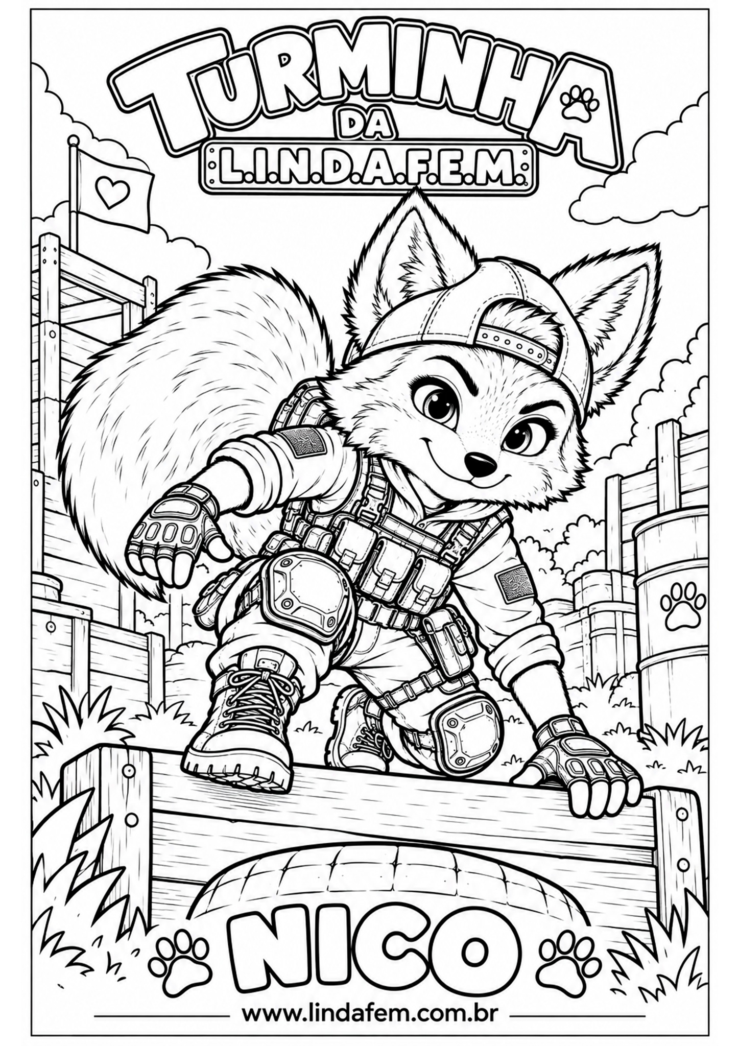 Capa em line art da pastinha do Nico