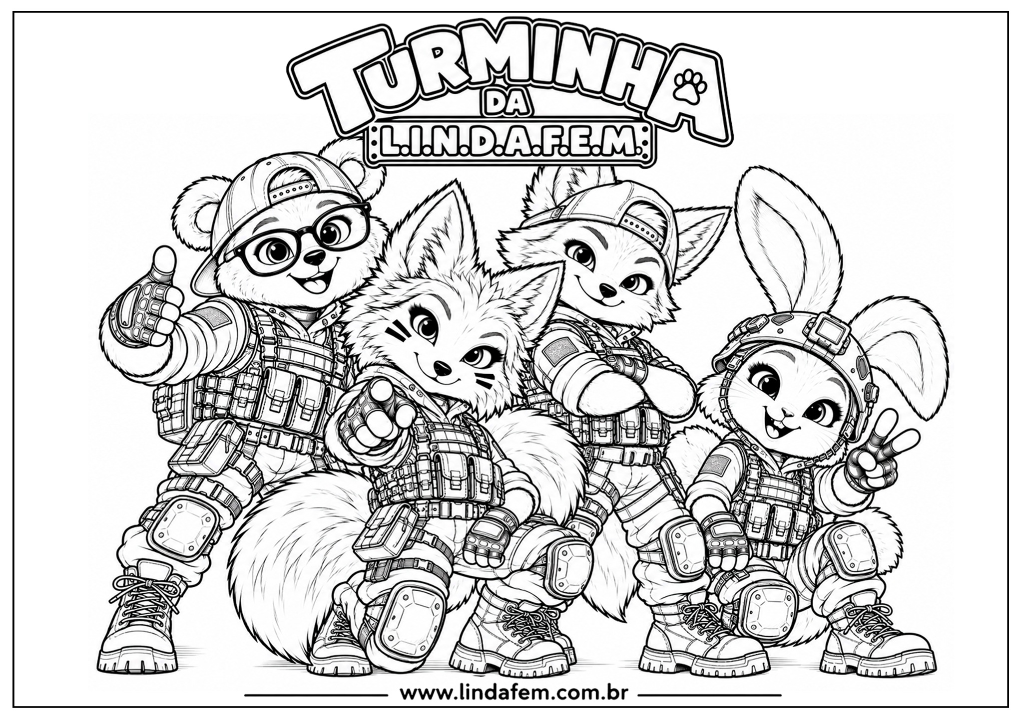 Lola e Teca sentadas juntas, desenho para colorir